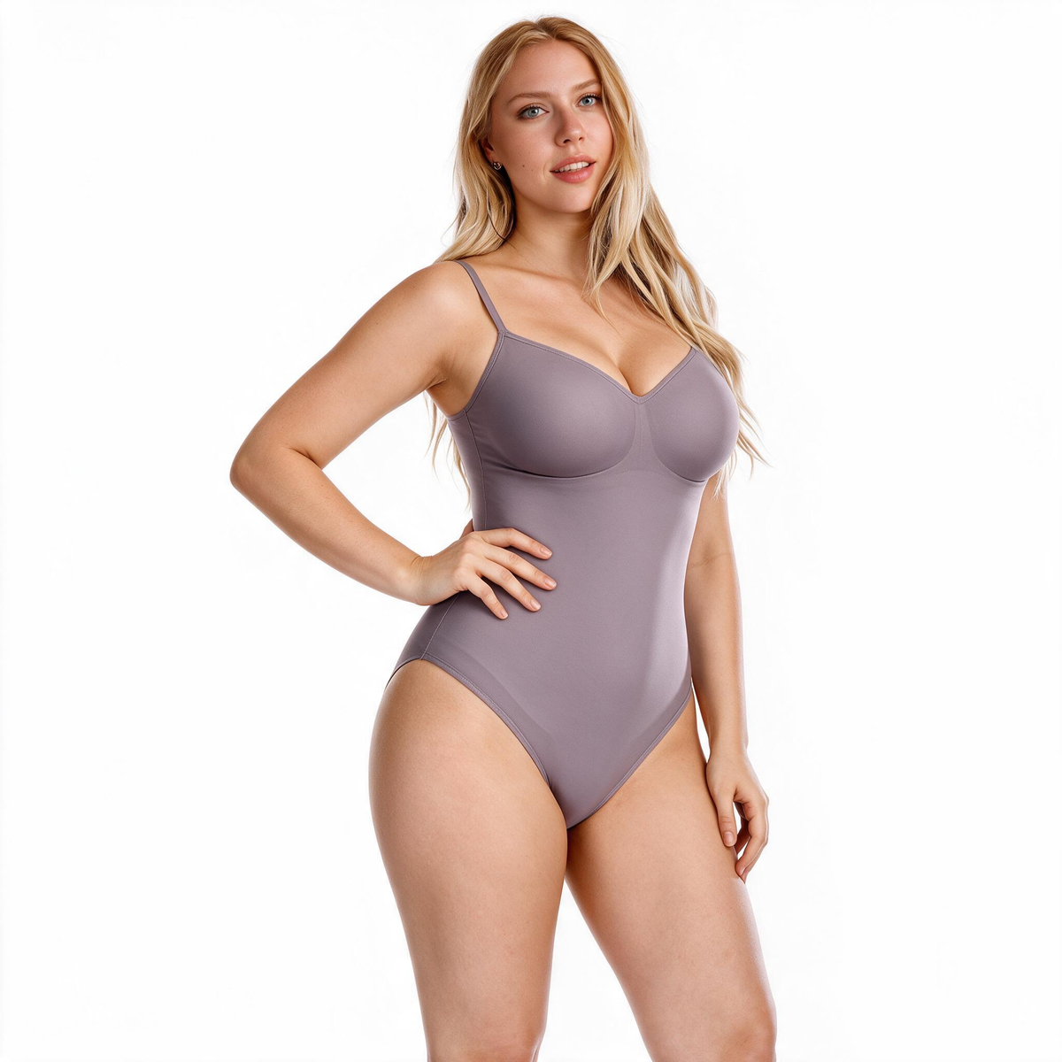 NUDA Thong Bodysuit in Light Purple Seamless Shapewear