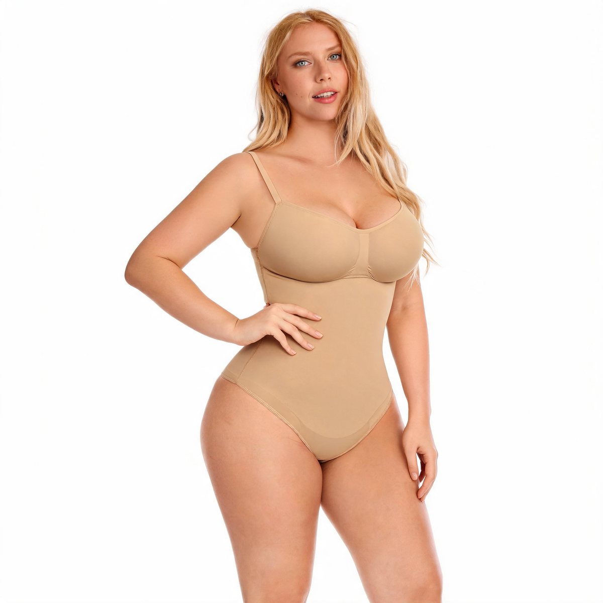 NUDA Thong Bodysuit in Skin Beige Seamless Shapewear