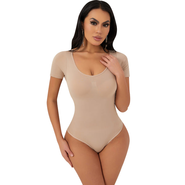Seamless Short Sleeve Sculpting Shapewear Bodysuit Hover Image