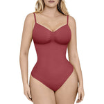Nudashape seamless thong tummy control shapewear bodysuit for women in burgundy – sculpting waist slimming bodysuit
