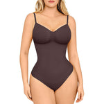 Nudashape seamless thong tummy control shapewear bodysuit for women in dark brown – seamless slimming body shaper