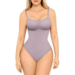 Nudashape seamless tummy control shapewear bodysuit for women in light purple – seamless sculpting thong bodysuit