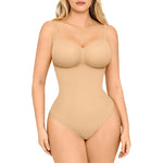 Nudashape seamless thong tummy control shapewear bodysuit for women in nude skin color – slimming sculpting body shaper