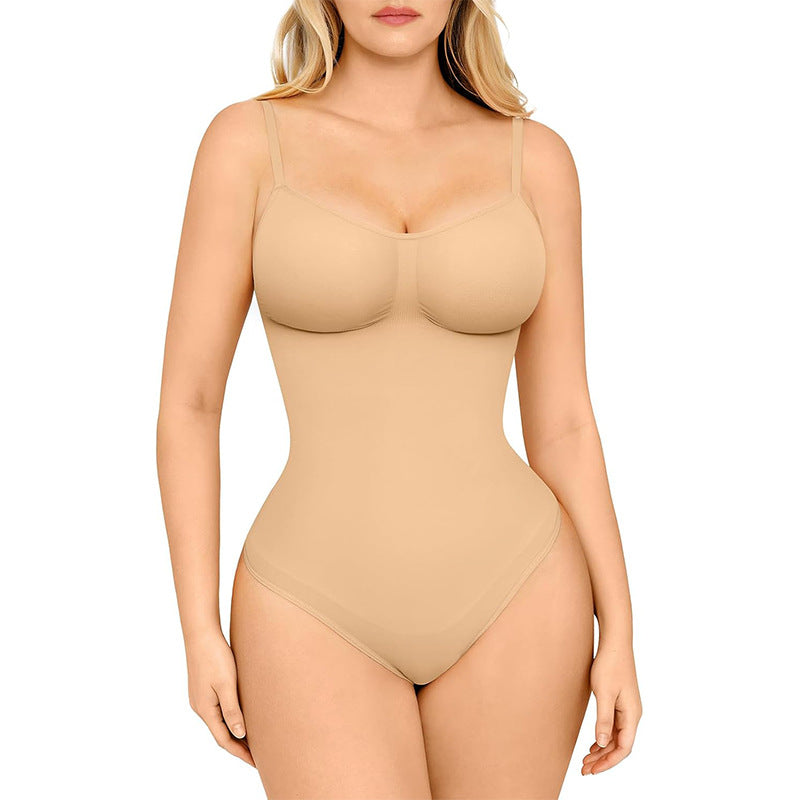 Nudashape seamless thong tummy control shapewear bodysuit for women in nude skin color – slimming sculpting body shaper