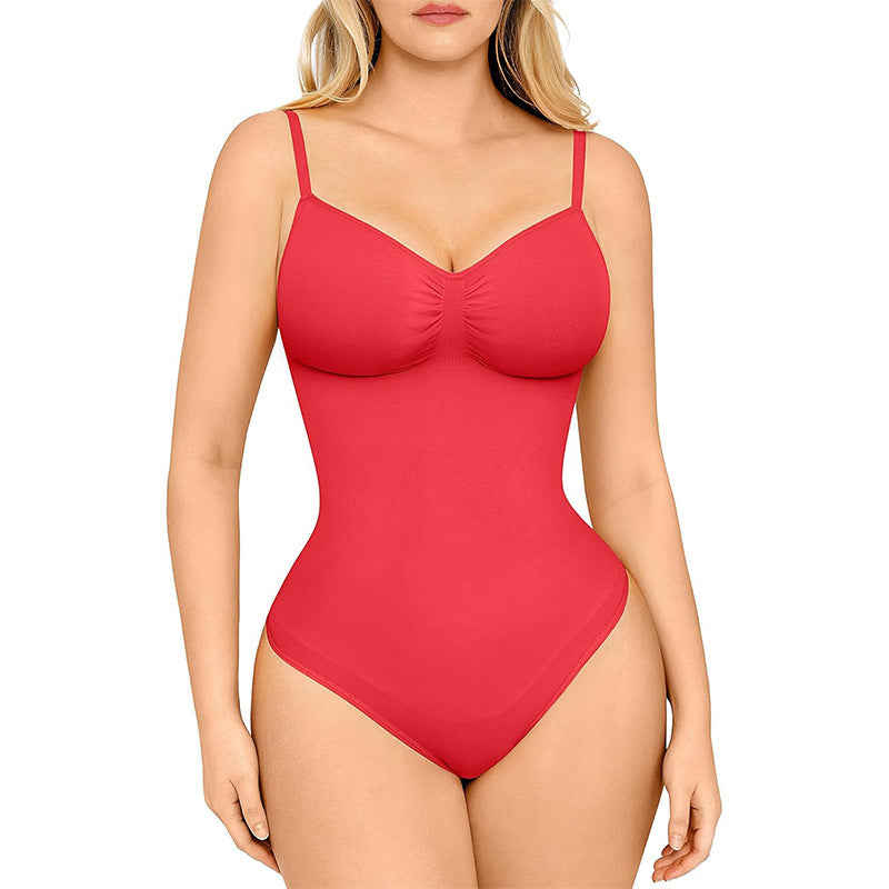 Nudashape seamless thong tummy control shapewear bodysuit for women in red – slimming body shaper bodysuit