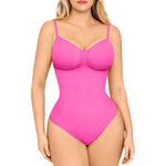 Nudashape seamless thong tummy control shapewear bodysuit for women in rose red pink – shaping slimming bodysuit